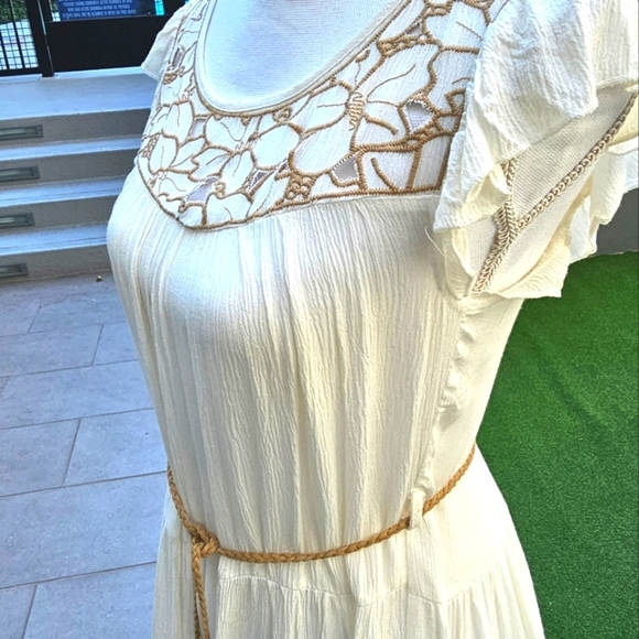 Urban Outfitters ✦ Blu Pepper Ivory Tunic Dress ✦ High-Low w/ Braided Belt Sz S - Picture 7 of 17